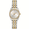 TWO TONE LADIES WATCH WITH SILVER WHITE DIAL AND CRYSTALS