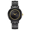 MODERN BLACK LADIES WATCH WITH GOLD-TONE ACCENTS