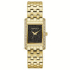 MODERN GOLD-TONE LADIES WATCH WITH BLACK CRYSTAL DIAL