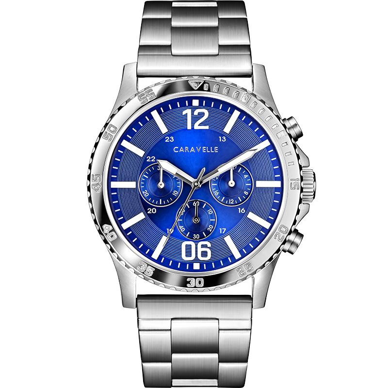 MODERN GENTS WATCH WITH BLUE DIAL AND LUMINOUS MARKERS