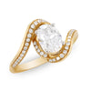 YELLOW GOLD BYPASS STYLE ENGAGEMENT RING SETTING WITH OVAL CENTER, .19 CT TW