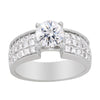 WIDE BAND WHITE GOLD ENGAGEMENT RING SETTING WITH INVISIBLE SET PRINCESS CUT DIAMONDS, 1.11 CT TW
