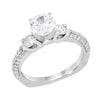 WHITE GOLD THREE STONE STYLE ENGAGEMENT RING SETTING, .65 CT TW