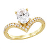 MODERN YELLOW GOLD ENGAGEMENT RING WITH CURVED BAND AND OVAL CENTER, 20 CT TW
