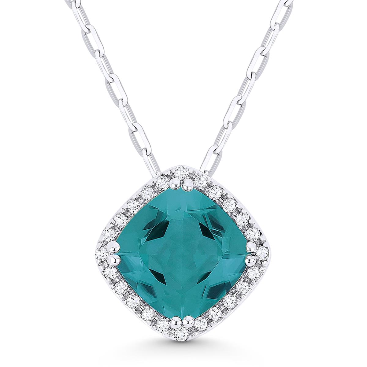 WHITE GOLD AND LAB GROWN PARAIBA NECKLACE, .07 CT TW