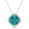 WHITE GOLD AND LAB GROWN PARAIBA NECKLACE, .07 CT TW