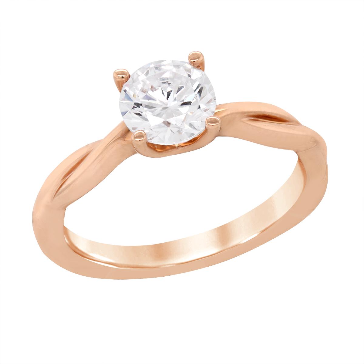 ROSE GOLD SOLITAIRE ENGAGEMENT RING SETTING WITH TWISTED SHANK